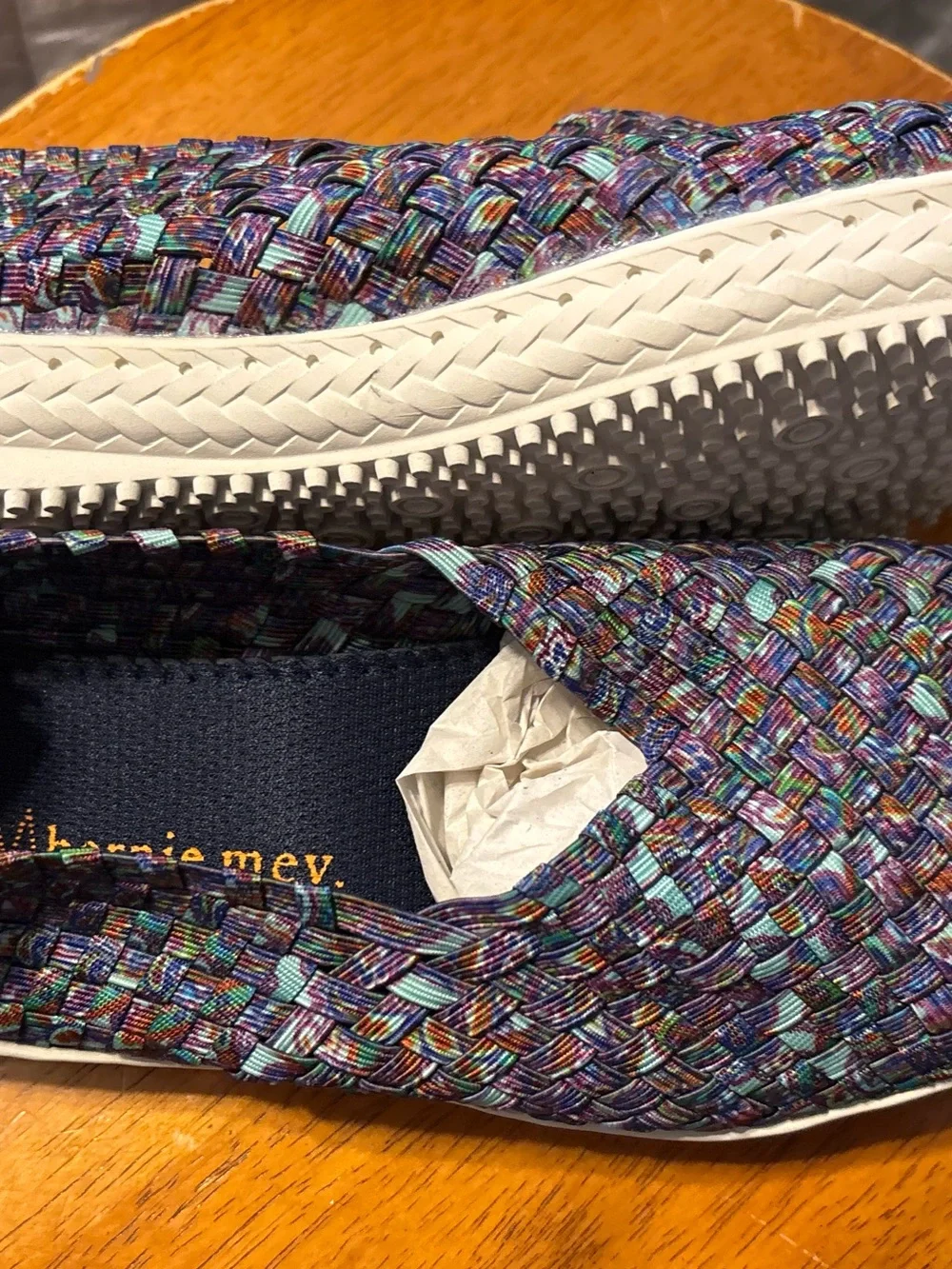 Bernie Mev Womens Multicolored Woven Slip On Shoe Size US 8.5 EU 40
